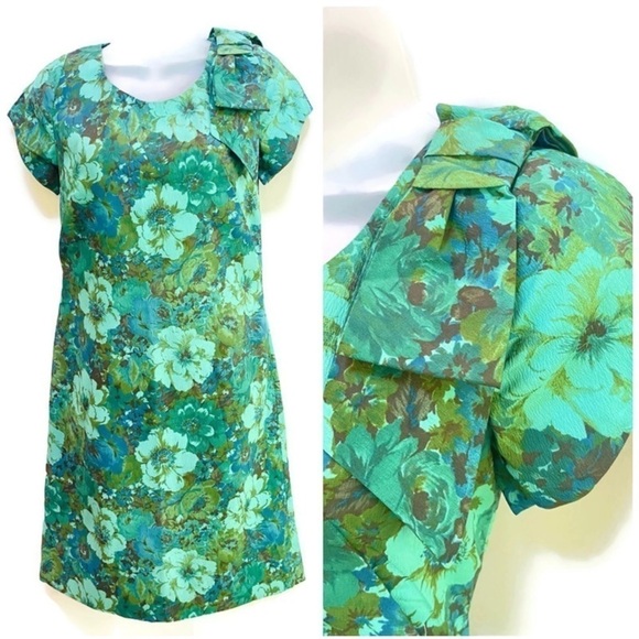 Vintage Dresses & Skirts - Vintage 1960s, 1970s Floral Statement Bow Dress, Women's Size 6